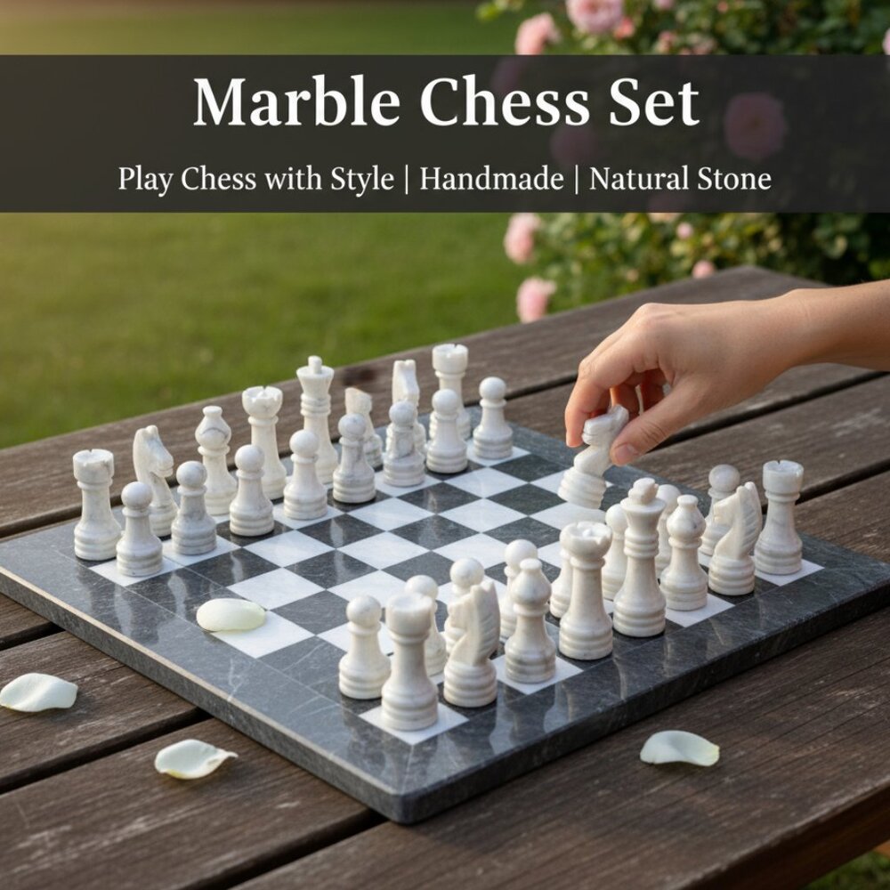 Marble chess set with storage stone chess set handmade best gift for him chess